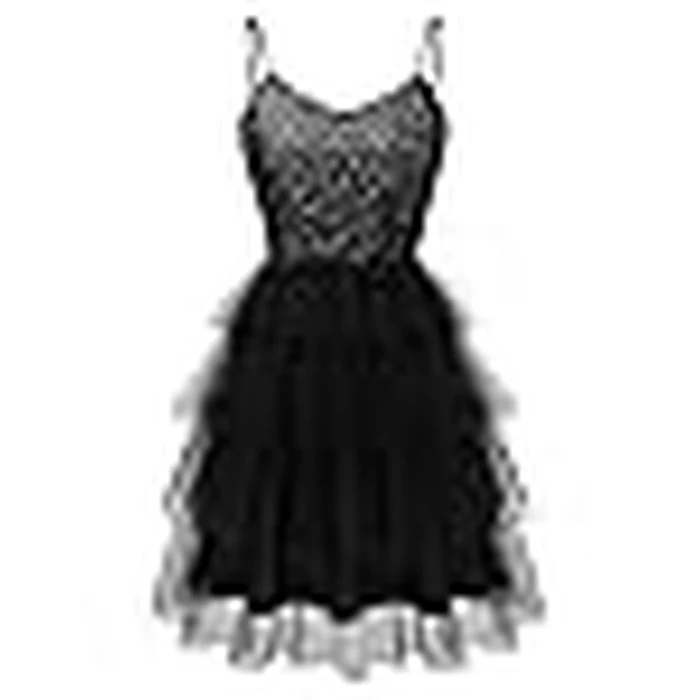 Dressystar 2026 Women's Tiered Sparkly Sequin Glitter Formal Prom Dress Mini Spaghetti Strap Tulle Cocktail Party Dresses Black S by Dressystar - Image 3