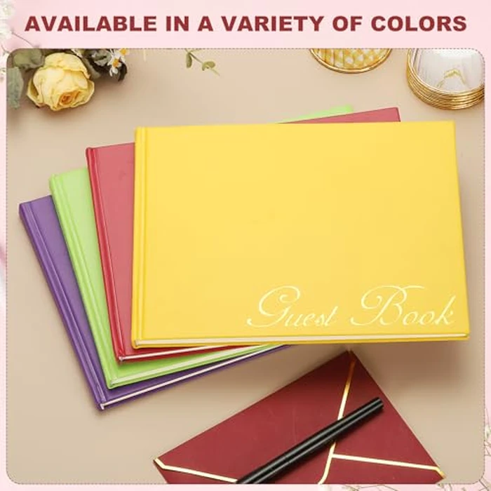 PATIKIL Elegant Guestbook, 9"x7" PU Leather Wedding Guest Book Stylish Sign in Book with 50 Blank 120GSM Paper for Receptions Birthdays Funerals Special Events, Orange by PATIKIL - Image 4