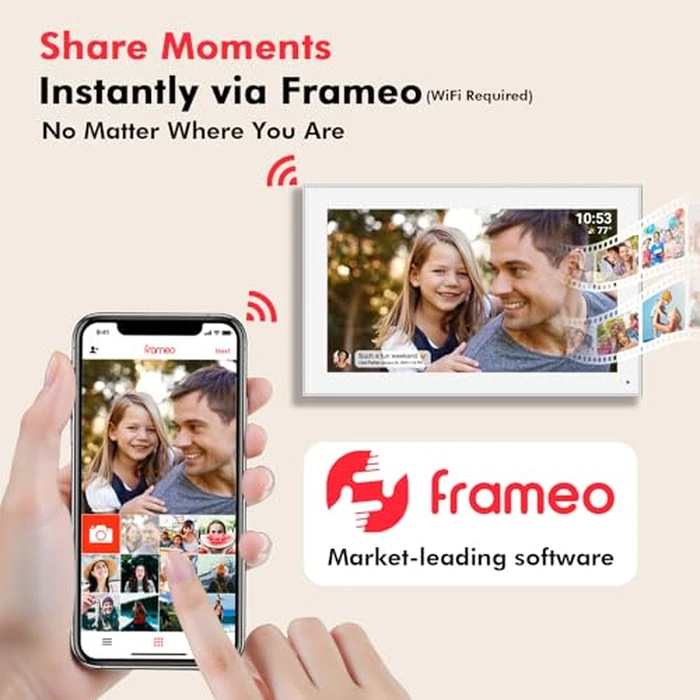 15.6" Frameo Digital Picture Frame WiFi, 1920x1080 IPS FHD Touch Screen Large Electronic Photo Frames, Send Photos from Your Phone from Anywhere, Best Gifts for Parents and Grandparents by moonka - Image 2