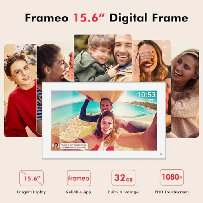 15.6" Frameo Digital Picture Frame WiFi, 1920x1080 IPS FHD Touch Screen Large Electronic Photo Frames, Send Photos from Your Phone from Anywhere, Best Gifts for Parents and Grandparents by moonka - Image 3