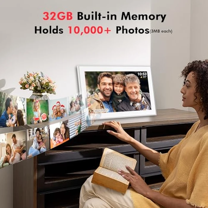 15.6" Frameo Digital Picture Frame WiFi, 1920x1080 IPS FHD Touch Screen Large Electronic Photo Frames, Send Photos from Your Phone from Anywhere, Best Gifts for Parents and Grandparents by moonka - Image 4