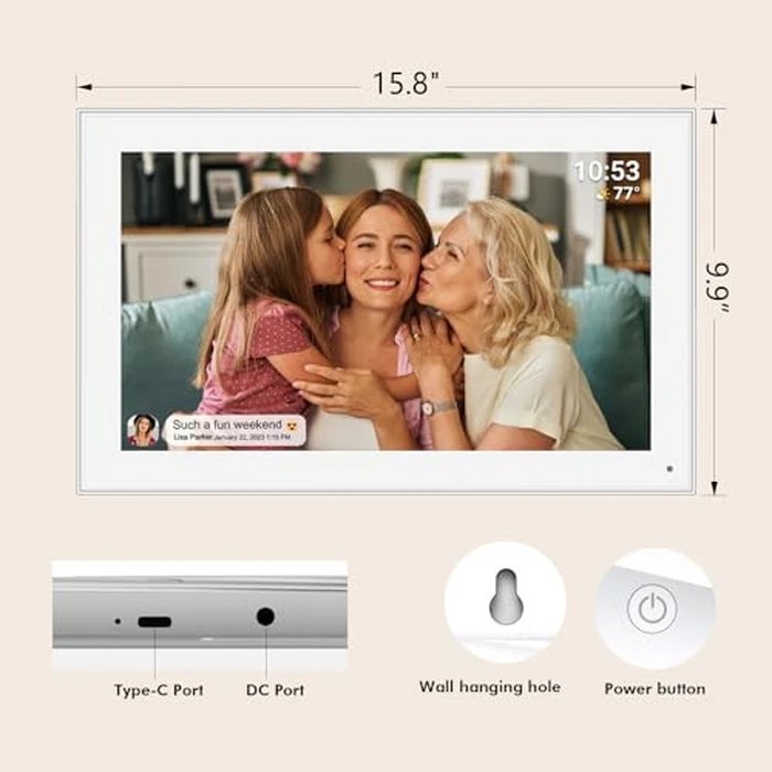 15.6" Frameo Digital Picture Frame WiFi, 1920x1080 IPS FHD Touch Screen Large Electronic Photo Frames, Send Photos from Your Phone from Anywhere, Best Gifts for Parents and Grandparents by moonka - Image 9