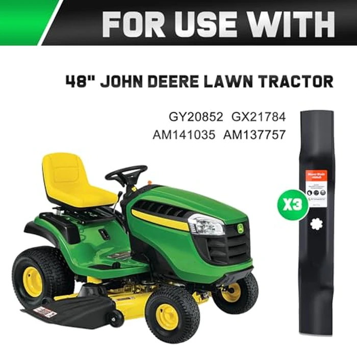 Grasscool GY20852 Mulching Blades with 7 Star Mounting Pattern for John D-eere 48 inch Deck Mower E140 D140 D160 E160 E170 E150 LA145 LA140 48" Zero Turn Lawn Tractor Replace GX21784 by Grasscool - Image 5
