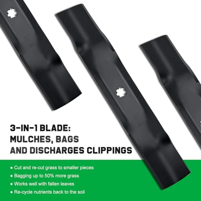 Grasscool GY20852 Mulching Blades with 7 Star Mounting Pattern for John D-eere 48 inch Deck Mower E140 D140 D160 E160 E170 E150 LA145 LA140 48" Zero Turn Lawn Tractor Replace GX21784 by Grasscool - Image 6
