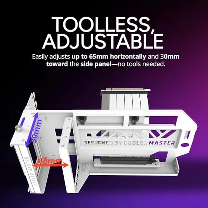 Cooler Master Vertical GPU Card Holder Kit V3 White, PCIe 4.0 5.0 Motherboards GPUs RTX 5090 RX 9070 XT, ABS Casing, 165mm Length, Modula Adjustable for E-ATX ATX Micro ATX Case by Cooler Master - Image 5