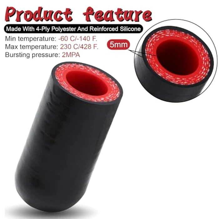 High Temperature 4-Ply Reinforced Silicone Hose Cap ID 5/8 Inch(16mm) Hose End Plug For Turbo Bypass Valve/Vacuum/Fix Leak/Throttle Body Water Port/Heater Core/Coolant Heater Bypass Vacuum Water Port by TuoLauthon - Image 3
