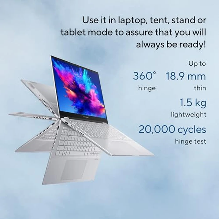 ASUS Vivobook S 14 Flip Laptop, 14” WUXGA Touch Display, Intel Core i7-13620H CPU, 16GB DDR4 RAM, 1TB SSD, NumberPad, WiFi 6E, Windows 11 Home, Cool Silver, TP3402VA-AS71T-CA by Asus - Image 2