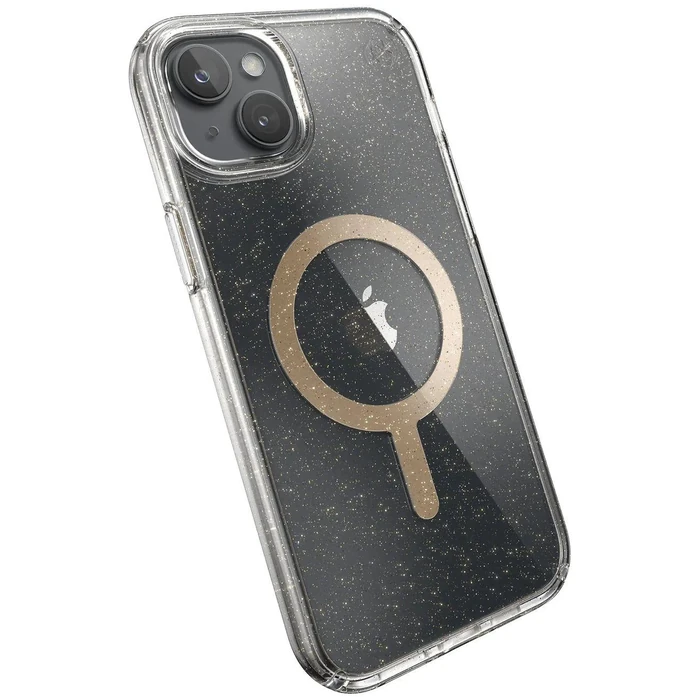 Speck Presidio Lux Glitter with MagSafe Phone Case for iPhone 15 Plus - Clear/Gold Glitter by Speck - Refurbished - Excellent condition - US$46.94