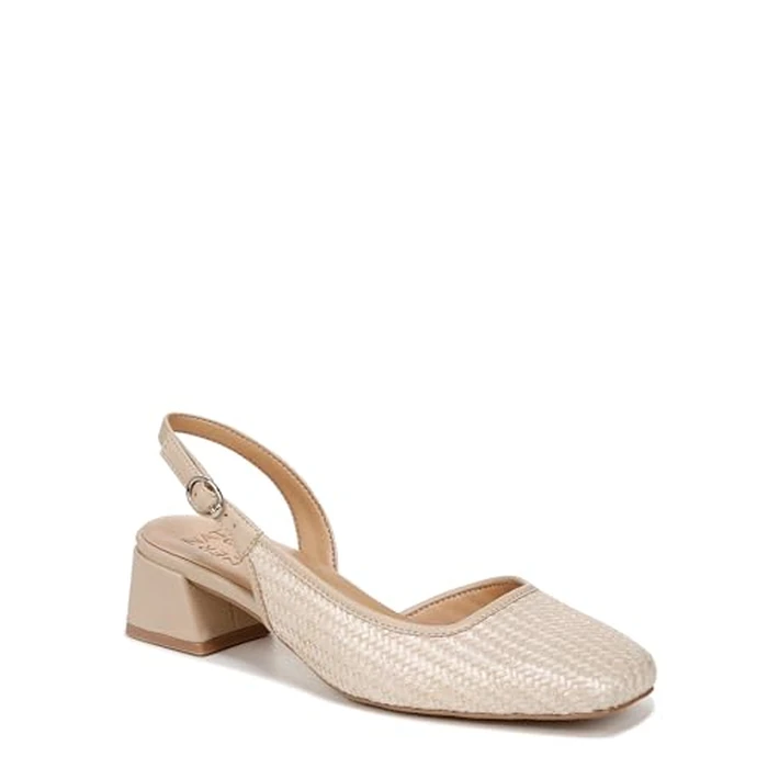 Naturalizer Women Jayla Low Heel Slingback Dress Shoe, Beige Woven Fabric, 8.5 by Naturalizer - Image 1