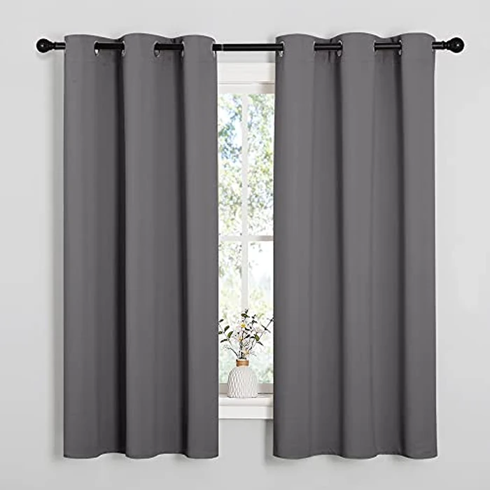 NICETOWN Blackout Curtains 2 Panels for Bedroom- Thermal Insulated Grommet Blackout Curtains 63 Inches Long for Living Room/Kitchen Rideaux occultants (2 Panels, W42 x L63 -Inch,Grey) by NICETOWN - Used - Acceptable condition - CA$14.86