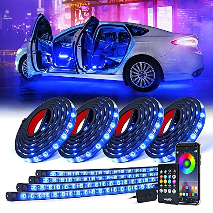 Xprite RGB LED Car Underglow Exterior Light and Interior Lights Kits, 8PCS Underbody Inside Glow Footwell Neon Ambient Lighting Strip, w/APP Control & Wireless Remote for Cars Vehicle Truck by Xprite - Used - Like New condition - CA$83.48