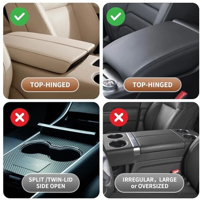 Cxprctpu 5-in-1 Center Console Cover for Car, Universal Armrest Cover Cushion, Upgrade Arm Rest Cover for Car with Cup Holder & Storage, PVC Leather Armrest Pad with Phone Slot & Tissue Holder, Black by Cxprctpu - Image 7