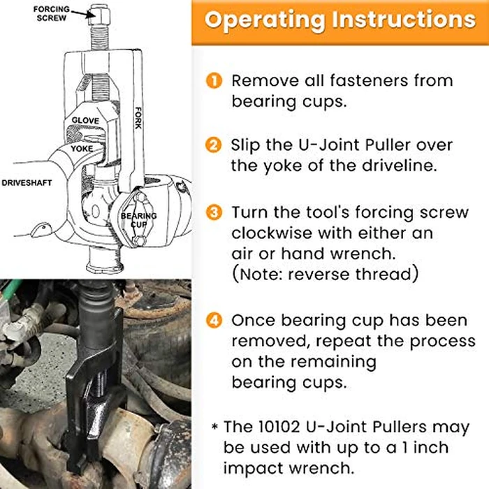 10102 U Joint Pullers Automotive (Class 6-8) Heavy Duty Universal Joint Extractor U-Joint Removal Press Tool for Trucks Cars Vehicles Equipment with Bearing Cups 1.5” to 2.2” O.D. by E-cowlboy - Image 5