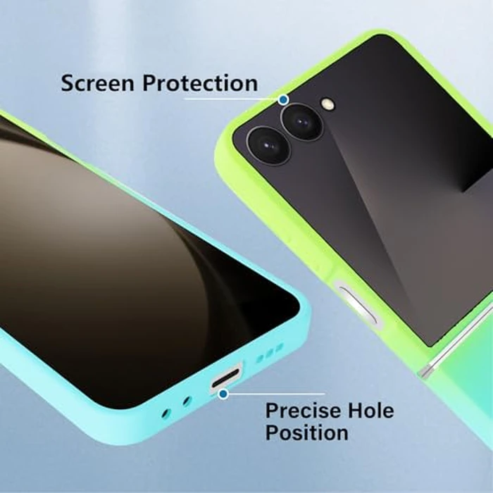 Omio Magnetic Silicone Case for Samsung Galaxy Z Flip 7 Compatible with MagSafe, Luxury Gradient Design Slim Soft Liquid Silicone Shockproof Phone Cover for Women Men Girls, Green/Blue by Omio - Image 5