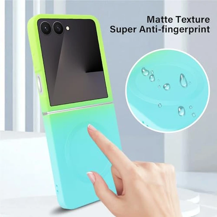 Omio Magnetic Silicone Case for Samsung Galaxy Z Flip 7 Compatible with MagSafe, Luxury Gradient Design Slim Soft Liquid Silicone Shockproof Phone Cover for Women Men Girls, Green/Blue by Omio - Image 6