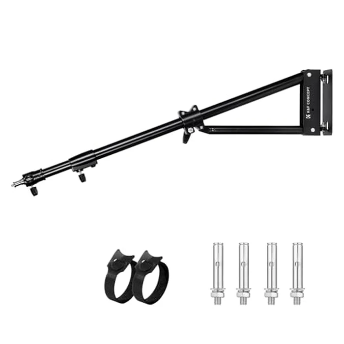 K&F CONCEPT Wall Mount Boom Arm 51"- Rotating Triangle Stand for Ring Light, Softbox, Reflector - Support 180 degreesFlexible Rotation, 33-51in Adjustable Length, 20lbs Heavy Duty with 1/4''&3/8'' Mount by K&F CONCEPT - Used - Like New condition - US$42.60