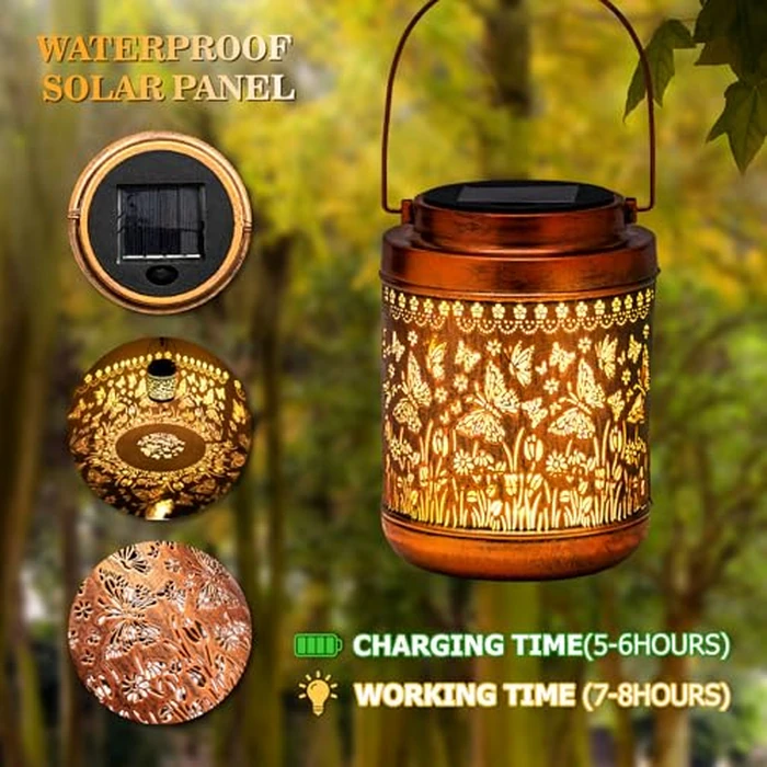 Butterfly Solar Lanterns Outdoor Waterproof - Birthday Gifts for Women Mom Grandma - Metal Hanging Garden Decorative LED Lights for Yard Patio Lawn Porch Backyard Deck by PathGlo - Image 4