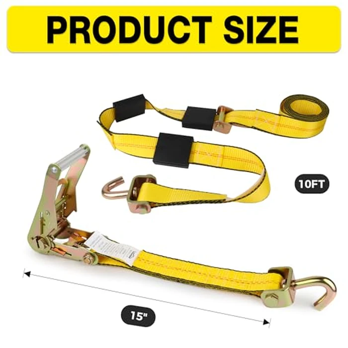 Autofonder Car Hauler Straps Heavy Duty 10,000 lbs Break Strength-3-Point Tire Tie Down Straps for Trailers,Over The Wheel Tie Downs with Rubber Cleats for SUV,Truck,ATV,UTV by Autofonder - Image 3