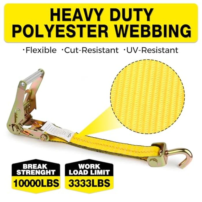 Autofonder Car Hauler Straps Heavy Duty 10,000 lbs Break Strength-3-Point Tire Tie Down Straps for Trailers,Over The Wheel Tie Downs with Rubber Cleats for SUV,Truck,ATV,UTV by Autofonder - Image 7