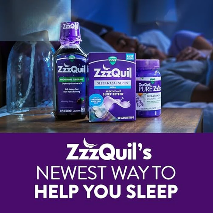 ZzzQuil Sleep Nasal Strips, Clear Nasal Strips, Snoring Relief from Nasal Congestion, Works Instantly, Reduces Nasal Congestion for Less Snoring and Better Sleep, Drug Free, 52 Nasal Strips by ZzzQuil - Image 8