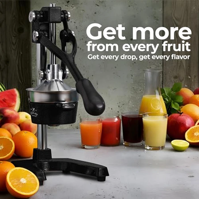Zulay Kitchen Cast Iron Juicer - Easy-to-Clean Heavy-Duty Manual Juicer, Professional Citrus Juicer - Stainless Steel Lemon Squeezer - Manual Citrus Press & Orange Squeezer - Orange Juicer (Black) by Zulay Kitchen - Image 9