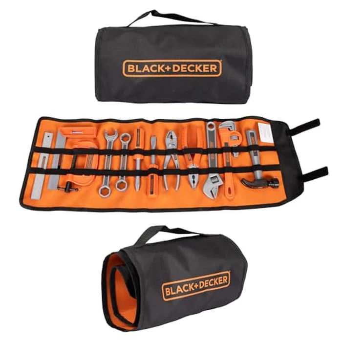 BLACK+DECKER Kids Tool Bag Set 13-Piece Junior Roll Up Bag Pretend Play Tools, Hammer, Phillips Screwdriver, Pliers, Adjustable Wrench & More! for Boys & Girls Ages 3+ by Jakks Pacific - Image 3