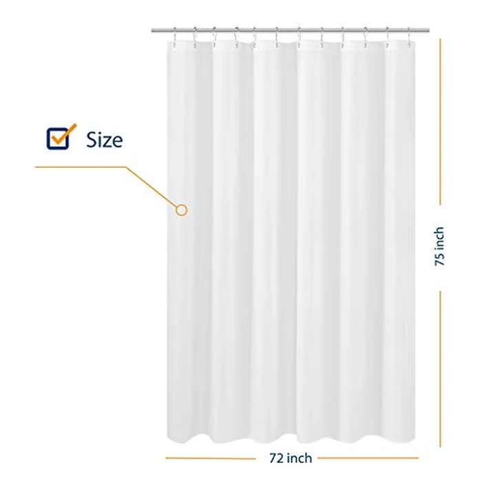 N&Y HOME Longer Shower Curtain Liner Fabric - 72 x 75 inch, Hotel Quality, Washable, White Spa Bathroom Curtains with Grommets by N&Y HOME - Image 2