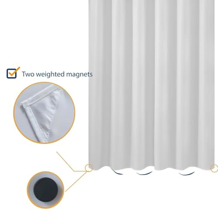 N&Y HOME Longer Shower Curtain Liner Fabric - 72 x 75 inch, Hotel Quality, Washable, White Spa Bathroom Curtains with Grommets by N&Y HOME - Image 3