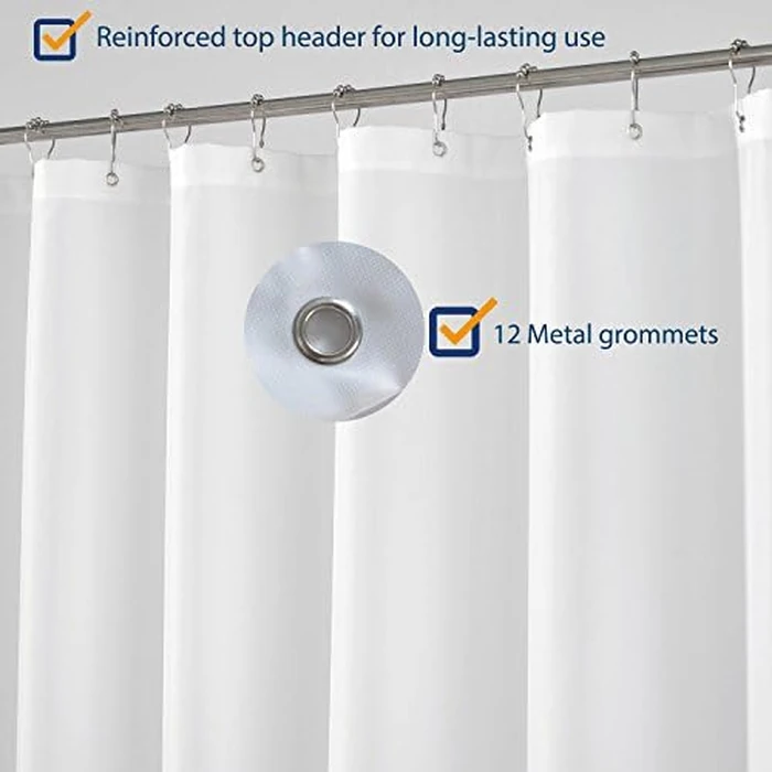 N&Y HOME Longer Shower Curtain Liner Fabric - 72 x 75 inch, Hotel Quality, Washable, White Spa Bathroom Curtains with Grommets by N&Y HOME - Image 4