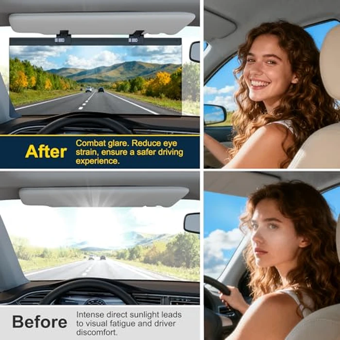 Sun Visor Extender for Car, Visor Extender Attachment for Car, Adjustable Visor Extender Sun Blocker UV400, Polarized Sun Visor Extender, Anti-Glare, UV Protector (1 Pack, Large) by Veharvim - Image 2