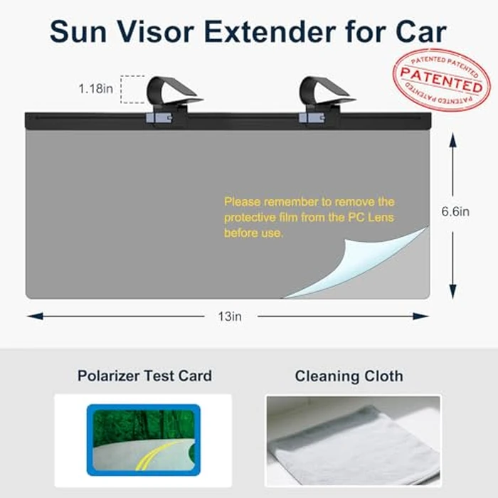 Sun Visor Extender for Car, Visor Extender Attachment for Car, Adjustable Visor Extender Sun Blocker UV400, Polarized Sun Visor Extender, Anti-Glare, UV Protector (1 Pack, Large) by Veharvim - Image 6