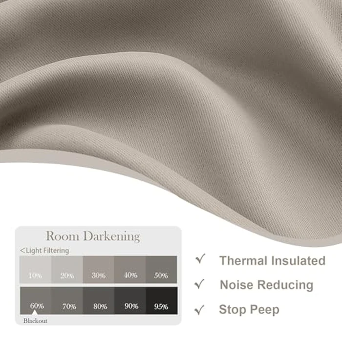 Gwine Stone Blackout Curtains for Small Window Treatment, Light Blocking Short Kitchen Window Curtains Over Sink, Rod Pocket Half Window Tiers for Bathroom Basement, Each 30" Wx36 L, 2 PCS by Gwine - Image 3