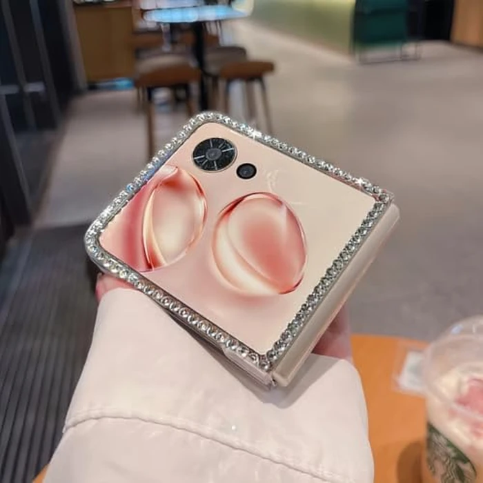 for Samsung Galaxy Z Flip 7 Case for Women Girls Bling Diamond Design,Flip 7 Phone Case Cute Glitter Girly Handmade Rhinestone Soft TPU Bumper with Flowing Liquid Ring Stand for Samsung Z Flip 7 Pink by Aulzaju - Image 3