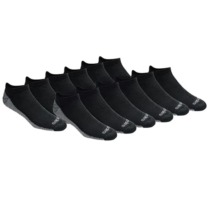 Dickies Men's Dri-Tech Moisture Control No Show/Low Cut Socks, Available in M-XXL (6, 12 Pairs), Black (12 Pairs), Large by Dickies - Used - Like New condition - US$19.39