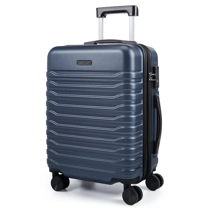 LIGHT FLIGHT Expandable Carry On Luggage 22x14x9 Airline Approved with Double Spinner Wheels, 20 Inch Lightweight Hard Shell Rolling Suitcases with TSA Lock, Dark Blue by LIGHT FLIGHT - Used - Like New condition - US$53.59