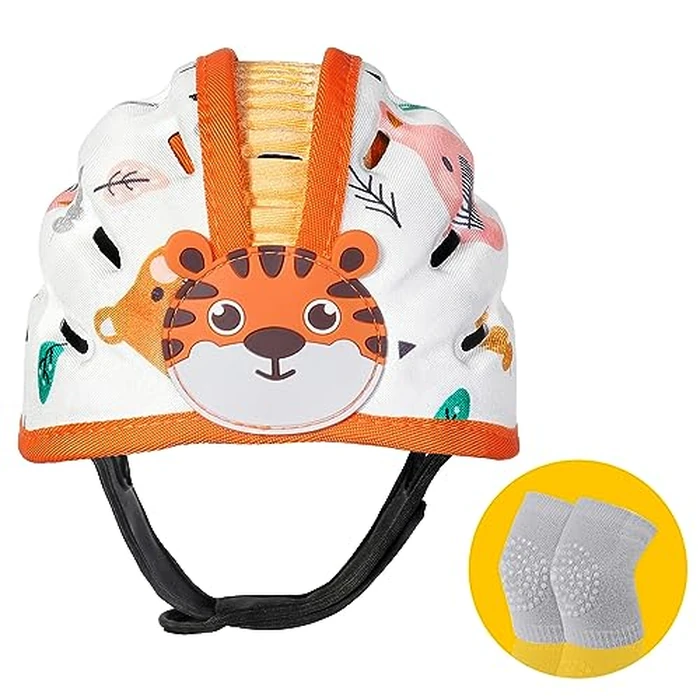 Infant Safety Helmet, Breathable Baby Crawling and Walking Helmet, Toddler Soft Helmet, Anti-Collision, Ultra-Lightweight, Expandable and Adjustable Age 6m-24m (Orange Tiger) by IvyWind - Used - Acceptable condition