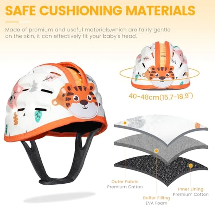 Infant Safety Helmet, Breathable Baby Crawling and Walking Helmet, Toddler Soft Helmet, Anti-Collision, Ultra-Lightweight, Expandable and Adjustable Age 6m-24m (Orange Tiger) by IvyWind - Image 4