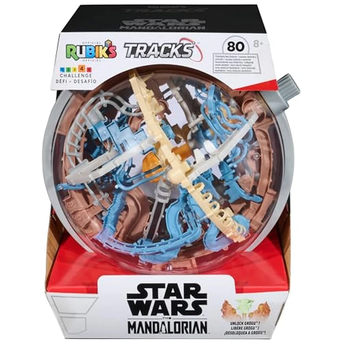 Rubik’s Cube, Rubik’s Tracks Star Wars, Mandalorian-Themed 3D Gravity Maze & 3D Puzzle Game with 80 Obstacles, Grogu Miniature Inside, Problem-Solving Challenging Brain Teaser Fidget Toy, Ages 8 & Up by Rubik's - Used - Acceptable condition - US$22.85