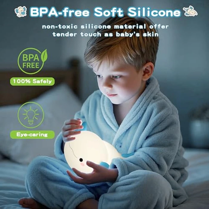 FAMIDUO Cute Axolotl Night Light, Dimmable Silicone Animal Nursery Night Light, Kawaii Rechargeable Squishy Novelty Bedside Touch Lamp, Baby Room Decor, Axolotl Gifts for Kids/Boys by FAMIDUO - Image 4