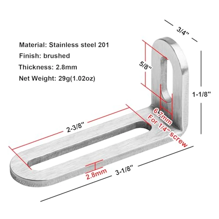 Fanmao 20 Pcs 3-1/8"L x 3/4" W x 1-1/8"H Slotted Corner Brace, Adjustable L Angle Bracket, 1/8" Thick by Fanmao - Image 2