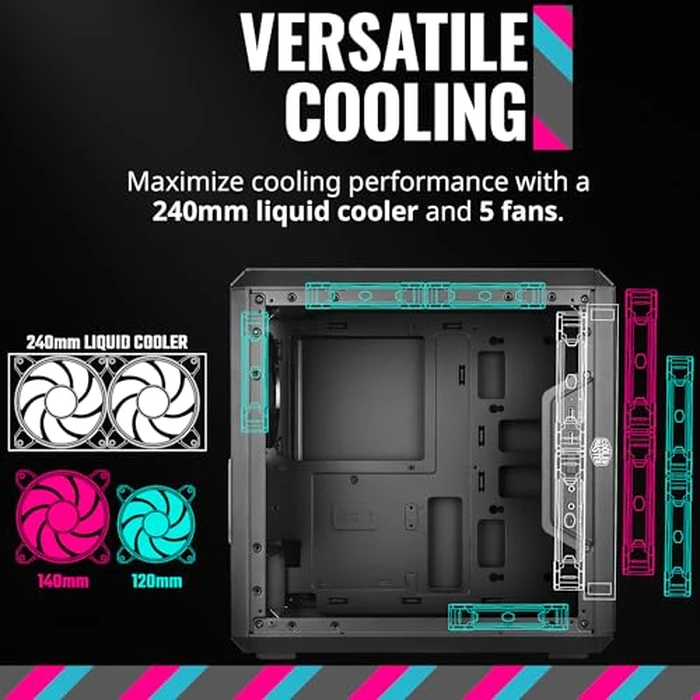 Cooler Master MasterBox Q300L Micro-ATX PC Case - Compact mATX Computer Case with Magnetic Dust Filters, Modular Adjustable I/O Panel, Perforated Airflow Design, 1 x 120mm Pre-Installed Fan, Black by Cooler Master - Image 5