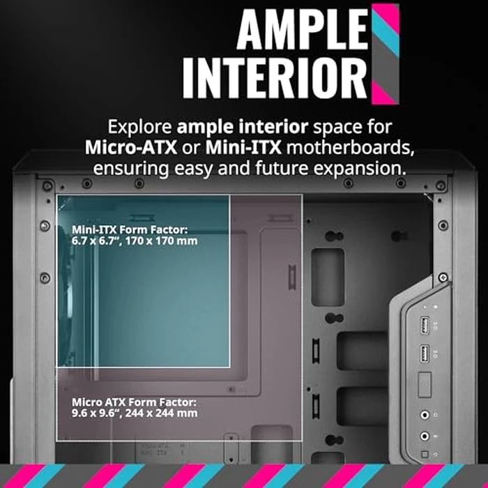 Cooler Master MasterBox Q300L Micro-ATX PC Case - Compact mATX Computer Case with Magnetic Dust Filters, Modular Adjustable I/O Panel, Perforated Airflow Design, 1 x 120mm Pre-Installed Fan, Black by Cooler Master - Image 9