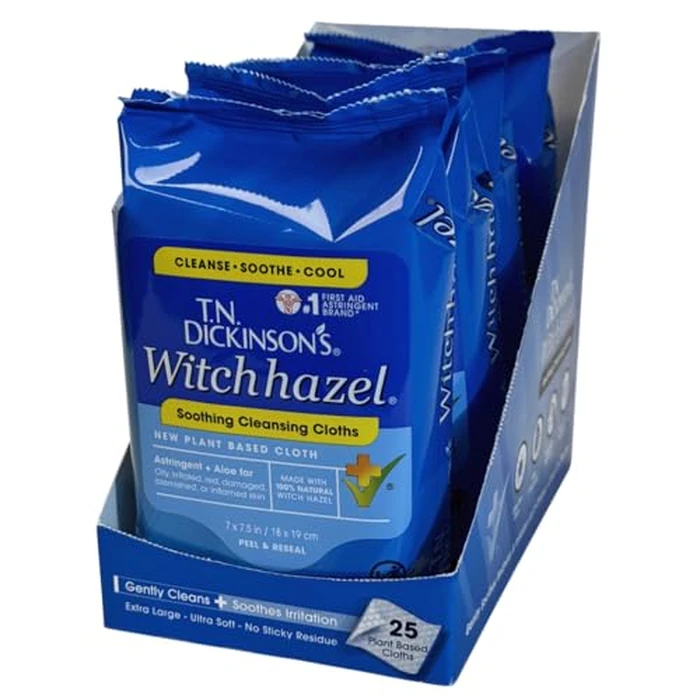 T.N. Dickinson's Witch Hazel Soothing MultiUse Cleansing Cloth, 4 Pack, 25 Cloths Per Pack,white by T.N. Dickinson's - Used - Very Good condition - US$21.01