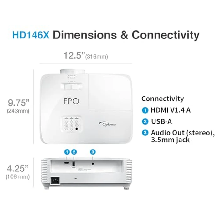 Optoma HD146X High Performance Projector for Movies & Gaming | Bright 3600 Lumens | DLP Single Chip Design | Enhanced Gaming Mode 16ms Response Time, 3600 Lumens, Lamp by Optoma - Image 6