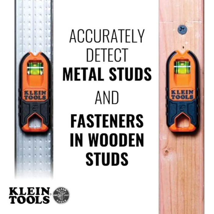 Klein Tools MSF100 Magnetic Stud Finder and Level, Compact, Wood and Metal Detector with Bubble Vial for Accurate Markings, Felt Pad Backing by KLEIN TOOLS - Image 2