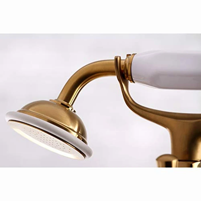 Kingston Brass KS268SB 7" Centerset Tub Faucet with Hand Shower, 4-5/8" x 4-5/16" (L) x 6-9/16" (W) x 6-1/8" (H), Satin Brass by Kingston Brass - Image 5