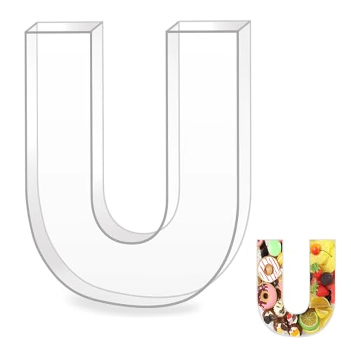 10" U Clear Acrylic Letter Charcuterie Board Box, Reusable Fillable Decorative Tray, Food-Safe Display for Candy, Snacks & Desserts, Perfect for Parties, Birthdays, Baby Showers & More by Esmorah - Used - Like New condition