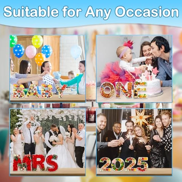 10" U Clear Acrylic Letter Charcuterie Board Box, Reusable Fillable Decorative Tray, Food-Safe Display for Candy, Snacks & Desserts, Perfect for Parties, Birthdays, Baby Showers & More by Esmorah - Image 6