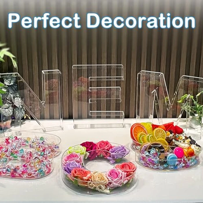 10" U Clear Acrylic Letter Charcuterie Board Box, Reusable Fillable Decorative Tray, Food-Safe Display for Candy, Snacks & Desserts, Perfect for Parties, Birthdays, Baby Showers & More by Esmorah - Image 8
