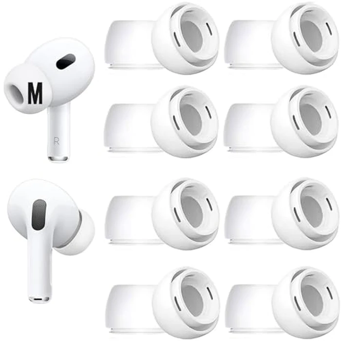 8 Sets Medium Size Ear Tips Replacement for AirPods Pro 2nd / 1st Generation, with Noise Reduction Hole, Silicone Eartips Ear Cap 8 Pairs Compatible with AirPods Pro 2 /Air Pods Pro 1, White M by BLLQ - Used - Like New condition - US$7.56